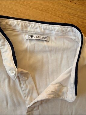 Zara White Polo with Black Contrast Trim